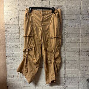 No Boundaries Tan Cargo Pants | Utility Y2K Style | Elastic Waist | XXL